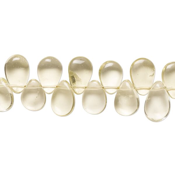 Lemon quartz 1pkg1, hand-cut top-drilled puffed teardrop bead 9 inch 8x6mm-12x7mm image number 0
