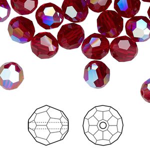 Bead 144pk Siam shimmer, Crystal Passions® 8mm round 5000