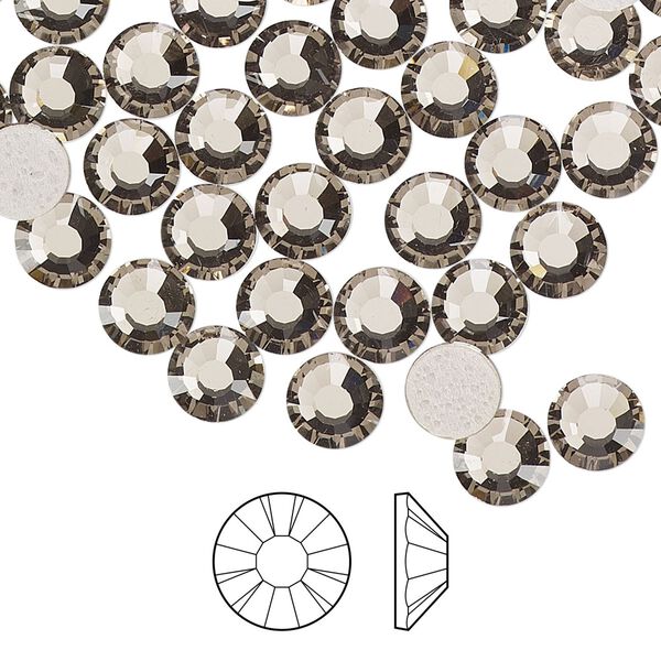 Flat back 24pk black diamond foil back, Preciosa MAXIMA Czech crystal hotfix rhinestone 6.3-6.5mm chaton rose round SS30 image number 0