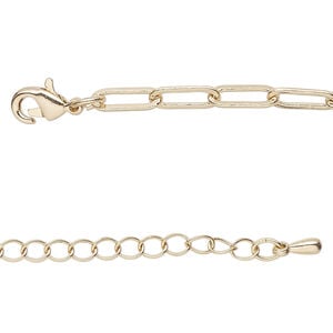 Chain 1pkg1 gold-finished, paperclip 3.8mm / lobster claw clasp, brass 16 inch