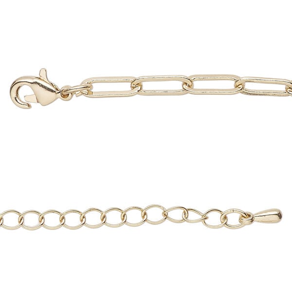 Chain 1pkg1 gold-finished, paperclip 3.8mm / lobster claw clasp, brass 16 inch image number 0