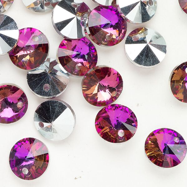 Glass 1pkg20, "purple passion" rivoli round drop clear 10mm image number 0