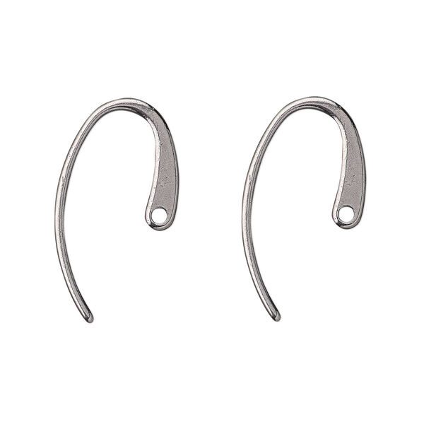 Ear wire, stainless steel, 13mm oval with hole, 18 gauge. Sold per pkg of 10 pairs. image number 0