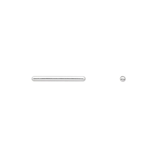 Bead, silver-plated brass, 15x1.5mm tube. Sold per pkg of 100. image number 0