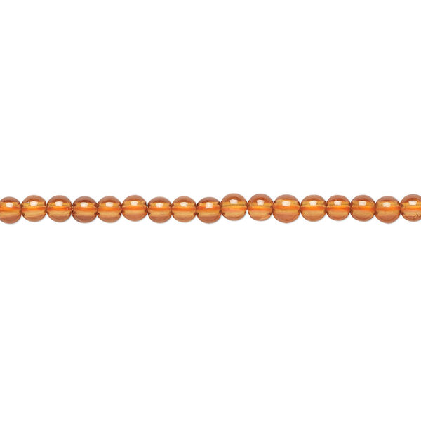Bead, spessartite garnet (natural), 3-4mm round with 0.5-1.5mm hole, B grade, Mohs hardness 7 to 7-1/2. Sold per 15" to 16" strand. image number 0