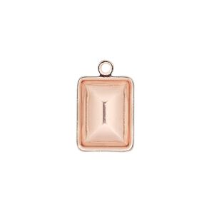 Drop, Almost Instant Jewelry®, copper-plated brass, 16.5x12.5mm faceted rectangle with 14x10mm rectangle setting. Sold per pkg of 4.