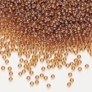 Seed bead, Preciosa Ornela Czech glass, pkg/500g, #11 rocaille, translucent luster topaz, (16090).