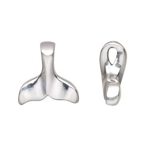 Pendant, antiqued fine silver and sterling silver, electroformed, 18mm double-sided whale tail. Sold individually.