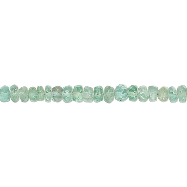 Bead, apatite (natural), 3x2mm-5x4mm hand-cut faceted rondelle, C grade, Mohs hardness 5. Sold per 13-inch strand, approximately 160 beads. image number 0