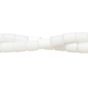 Bead 1pkg2 cat's eye glass (fiber optic glass), 6x4mm-7x6mm round tube, 14 inch opaque white