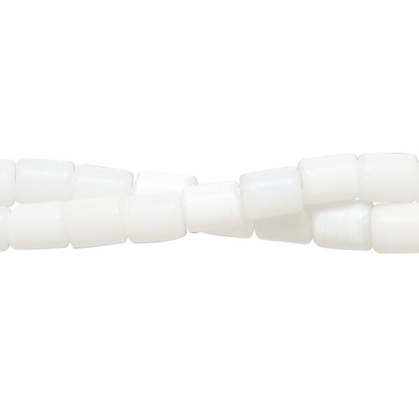 Bead 1pkg2 cat's eye glass (fiber optic glass), 6x4mm-7x6mm round tube, 14 inch opaque white image number 0