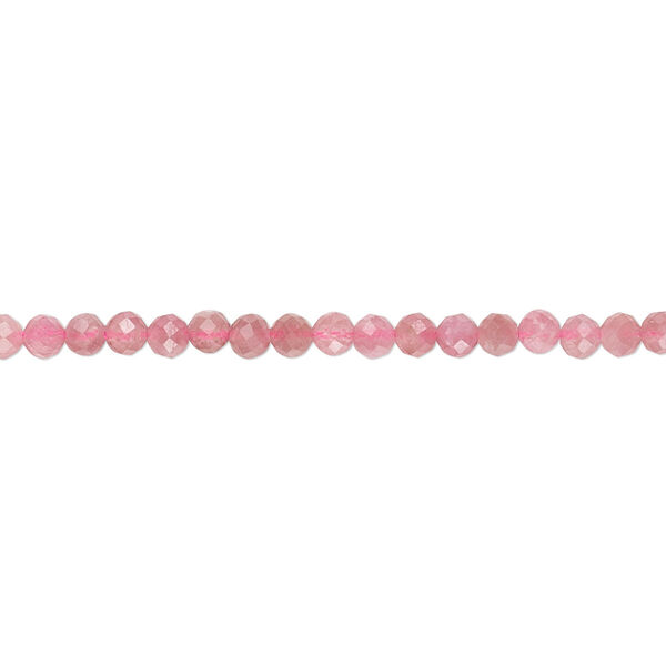 Bead, pink tourmaline (natural), 2.5-3mm faceted semi-round, B grade, Mohs hardness 7 to 7-1/2. Sold per 15-inch strand, approximately 130-140 beads. image number 0