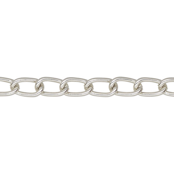 Chain, antique silver-finished aluminum, 5mm curb. Sold per pkg of 36 inches. image number 0