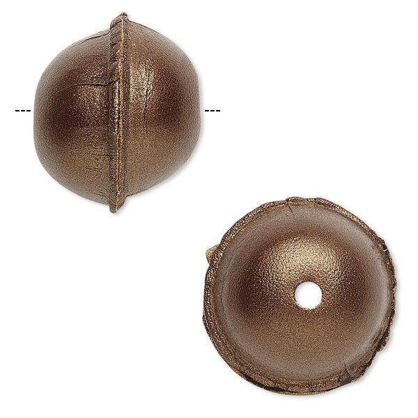 Bead, leather, bronze, 20-24mm smooth round. Sold individually. image number 0