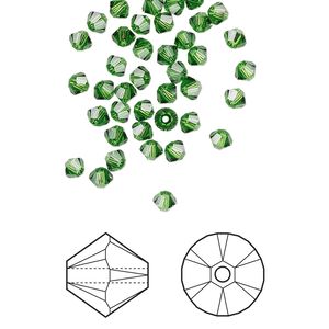 Bead 144pk fern green, Crystal Passions® 3mm bicone 5328