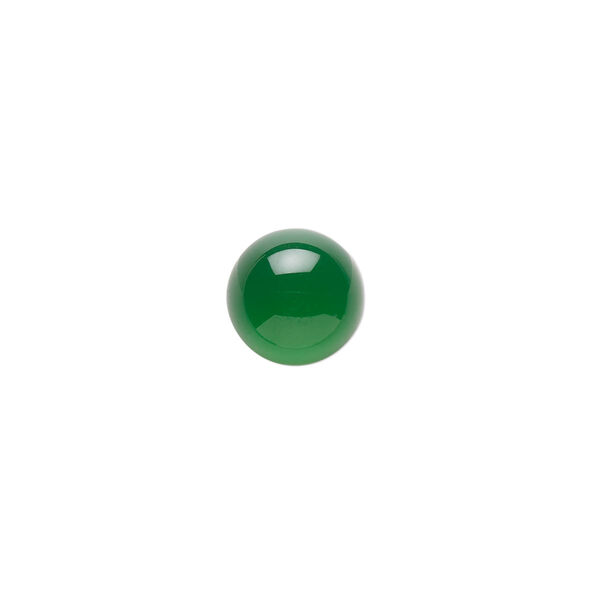 Cabochon, green chalcedony (dyed), light to medium, 10mm calibrated round, B grade, Mohs hardness 6-1/2 to 7. Sold per pkg of 2. image number 0