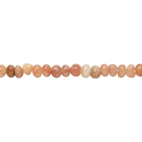 Bead, peach feldspar (natural), 4x3mm hand-cut rondelle, C+ grade, Mohs hardness 6 to 6-1/2. Sold per 14-inch strand. image number 0