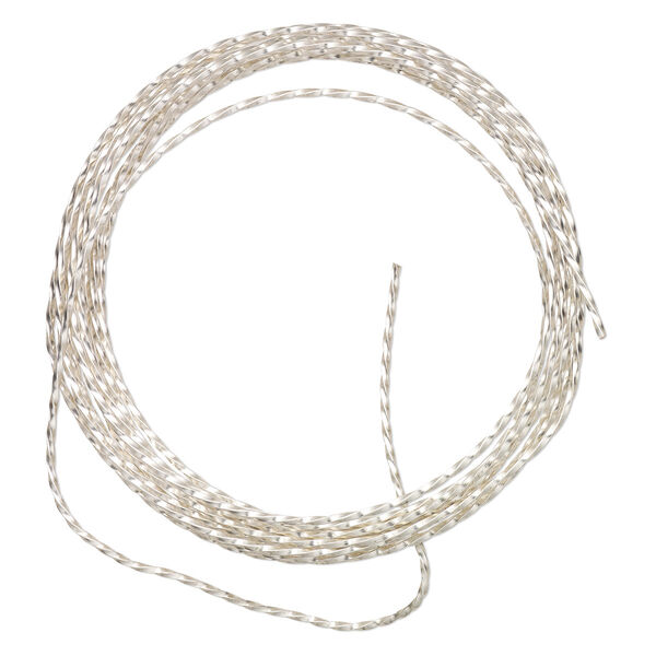 Wire, ParaWire™, silver-plated copper, twisted square, 18 gauge. Sold per 8-foot section. image number 0
