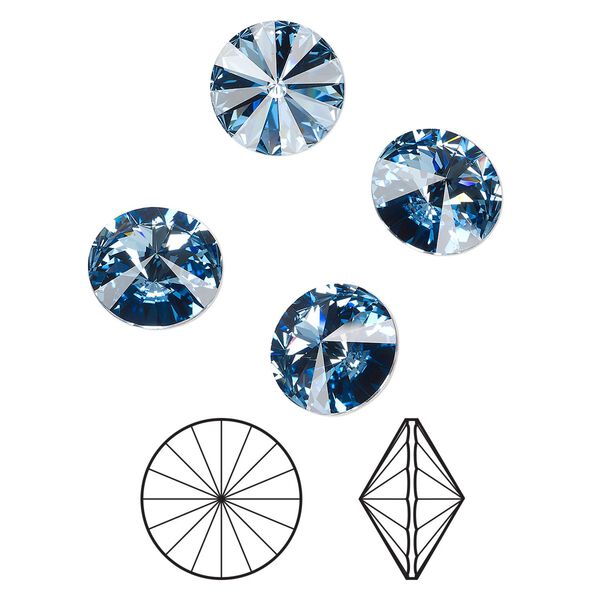 Chaton 4pk cool blue foil back, Crystal Passions® Regenerated 14mm rivoli 1122 image number 0