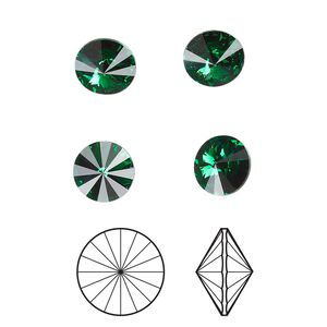 Chaton 144pk majestic green foil back, Swarovski® 8.16-8.41mm rivoli SS39 1122
