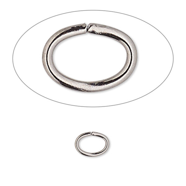 Jump ring, gunmetal-plated brass, 8x6mm oval, 6.2x4.1mm inside diameter, 18 gauge. Sold per pkg of 100. image number 0