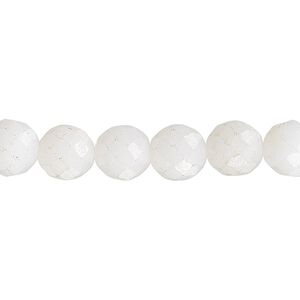 Snow quartz 1pkg1, faceted round bead natural 15.5-16 inch 10mm