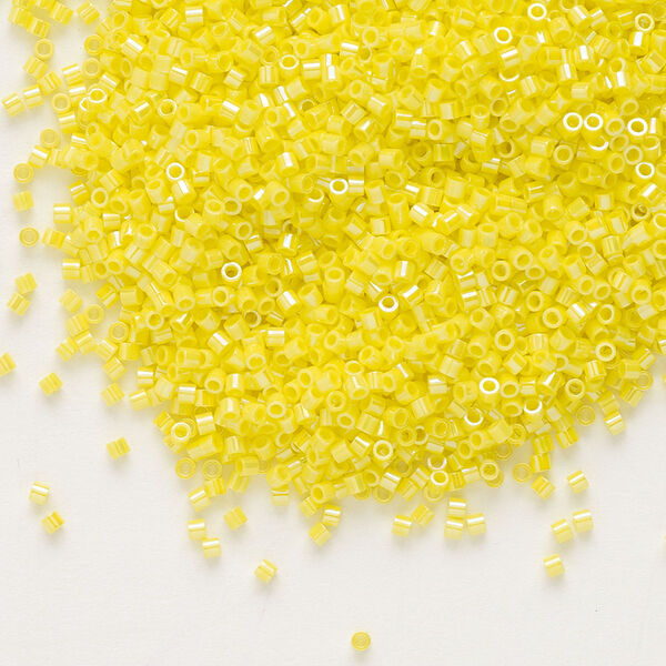 Seed bead, Delica®, glass, pkg/50g, #15 round, opaque rainbow yellow (DBS-0160). image number 0