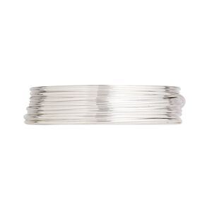 Wire, Argentium® silver, full-hard, round, 22 gauge. Sold per pkg of 25 feet.