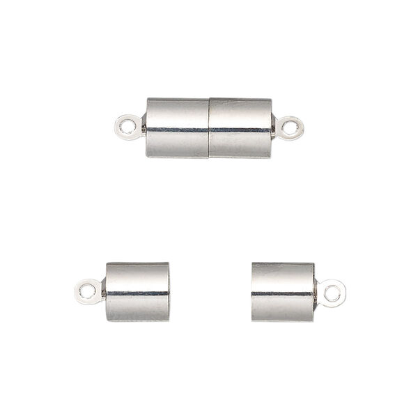 Clasp, magnetic, silver-finished brass, 13x6.5mm barrel. Sold individually. image number 0