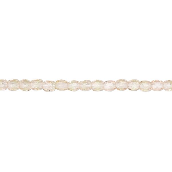 Bead, Czech fire-polished glass, green and pink, 3mm faceted round. Sold per 16-inch strand, approximately 130 beads. image number 0