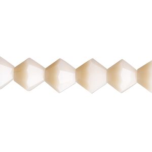 Bead, glass, opaque pink coral, 10mm bicone with 0.6-0.8mm hole. Sold per 8-inch strand.