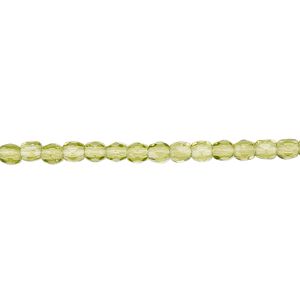 Bead, Czech fire-polished glass, olivine, 3mm faceted round. Sold per pkg of 1,200 (1 mass).