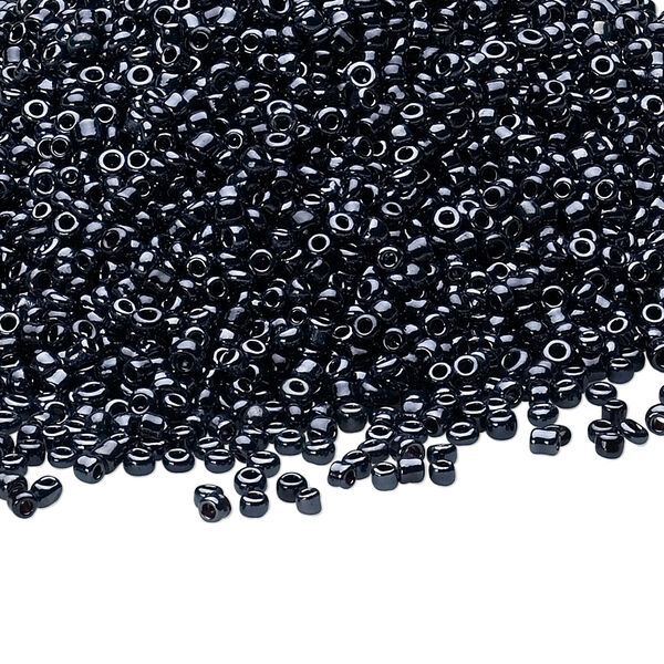 Seed bead, Ming Tree™, glass, pkg/1 pound, #11 round, opaque luster black. image number 0