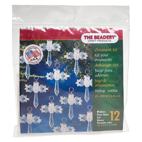 Ornament kit, The Beadery®, plastic, clear / translucent pale green / opaque white, angel (7007). Sold individually. image number 0