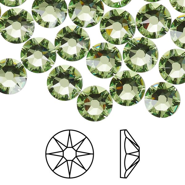 Flat back 12pk peridot foil back, Crystal Passions® 8.412-8.672mm rose round SS40 2088 image number 0