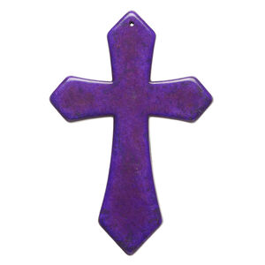 "Magnesite" / resin 1pkg1, top-drilled cross focal purple 3.5x2.5 inch