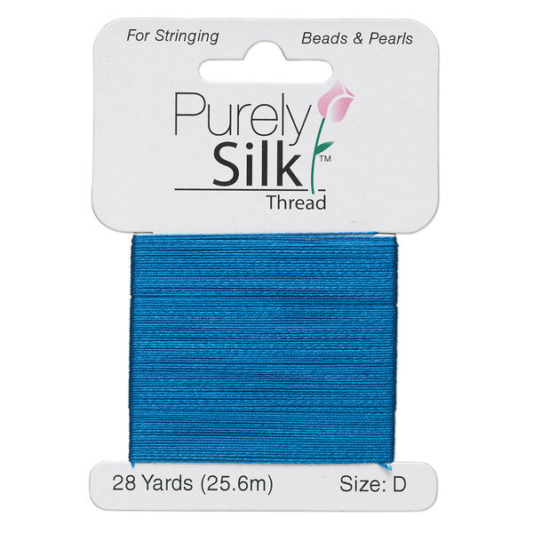 Thread, Purely Silk™, royal blue, size D. Sold per 28-yard card. image number 0
