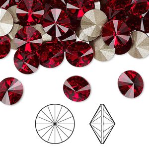 Chaton 144pk Siam foil back, Swarovski® 8.16-8.41mm rivoli SS39 1122