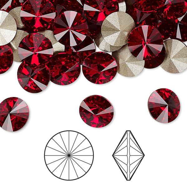 Chaton 144pk Siam foil back, Swarovski® 8.16-8.41mm rivoli SS39 1122 image number 0