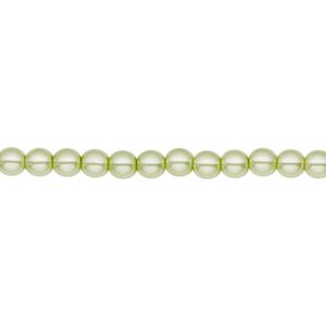 Bead, Czech pearl-coated glass druk, opaque mint green, 4mm round. Sold per 15-1/2" to 16" strand.