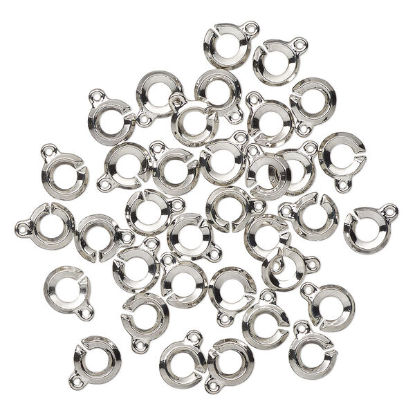 Clasp, interlocking, imitation rhodium-finished brass, 15x10mm double-C. Sold per 1-ounce pkg, approximately 35 clasps. image number 0