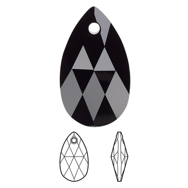 Drop 1pk jet, Crystal Passions® 28x17mm pendant pear 6106 image number 0