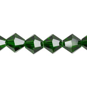 Bead 1pk transparent emerald green, Celestial Crystal® 10mm bicone 8 inch