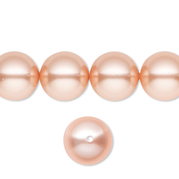 Pearl 10pk rose peach, Crystal Passions® 12mm round 5810 image number 0