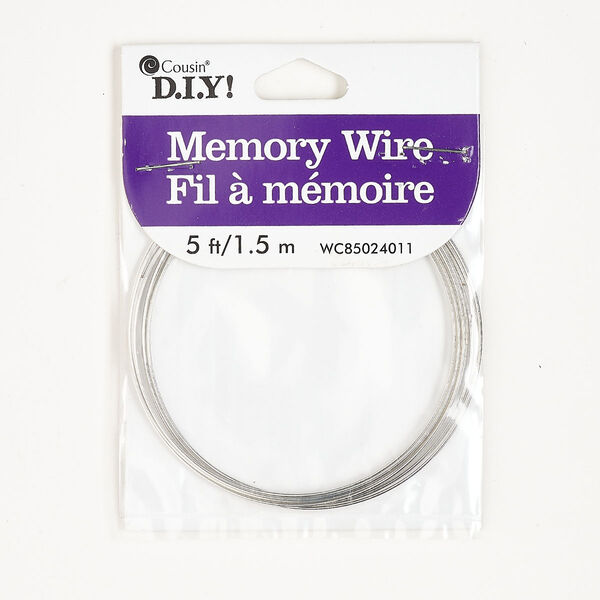 Memory wire, silver-finished steel, 2-1/4 inch bracelet, light duty, 21 gauge. Sold per pkg of 5 feet, approximately 8 loops. image number 0