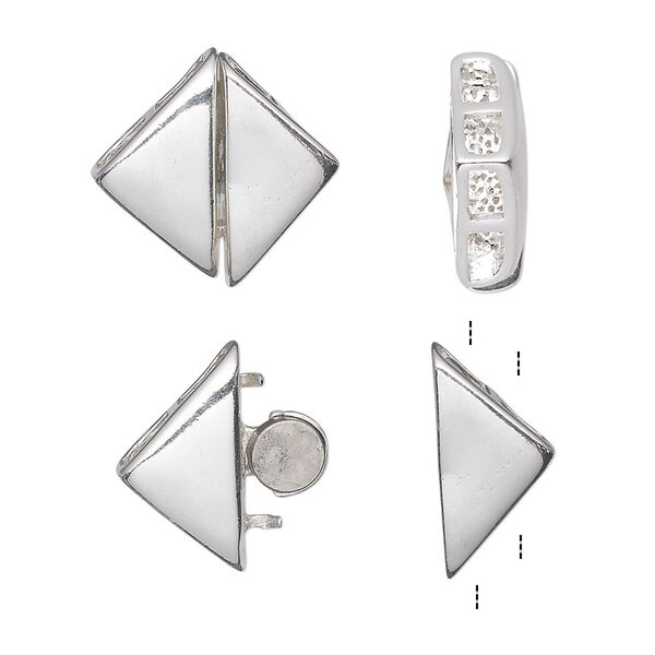 Clasp, 2-strand magnetic, sterling silver, 11mm square. Sold individually. image number 0