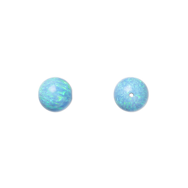 Bead, "opal" (silica and epoxy) (man-made), turquoise blue, 8mm round. Sold individually. image number 0