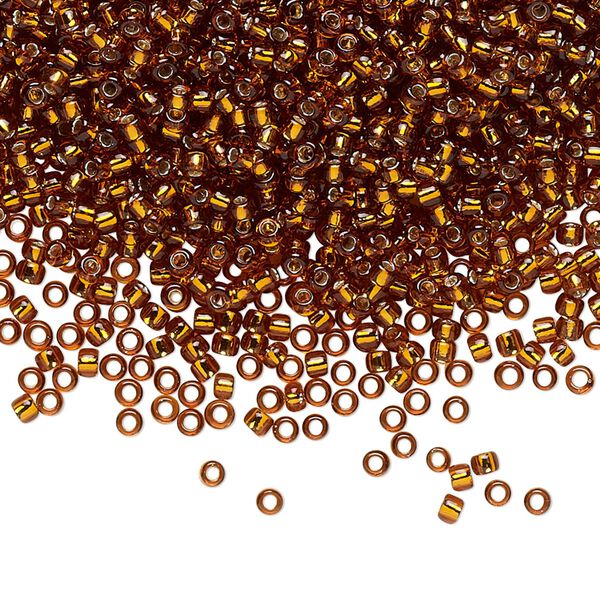 Seed bead, TOHO BEADS®, glass, pkg/7.5g, #11 round, transparent silver-lined smoky topaz (TR-11-34). image number 0