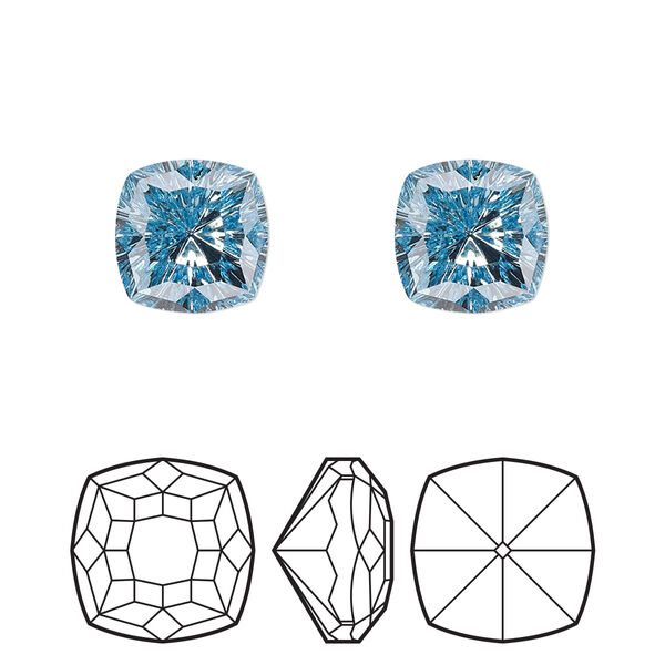 Fancy stone 2pk aquamarine foil back, Crystal Passions® 10mm magical square 4460 image number 0