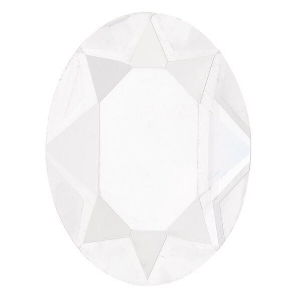 Cabochon, glass, transparent clear, 40x30mm calibrated faceted oval. Sold individually. image number 0